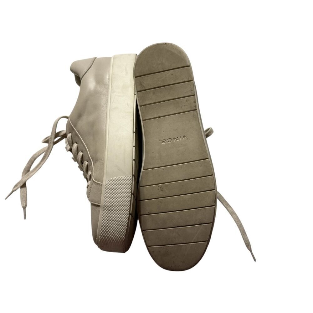 Vince Womens Cream/Ivory benefield Leather Platform Sneakers Size 9 - Picture 9 of 10